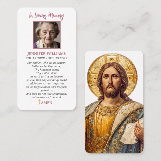 Christ Pantocrator Prayer Card The Lord's Prayer (Front/Back)