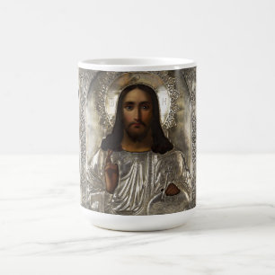 Christ Pantocrator Silver Oklad Riza Russian Icon  Coffee Mug