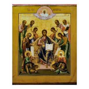 Christ Pantocrator with Chosen Saints Orthodox  Poster