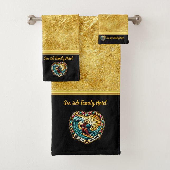 Christ Rides the Wave of Peace (B) Bath Towel Set (Insitu)