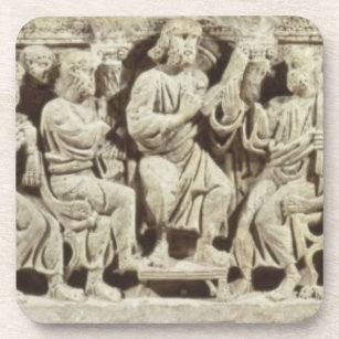 Christ seated and teaching surrounded by the Apost Coaster