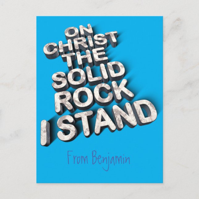 Christ solid rock christian bible quote typography postcard (Front)