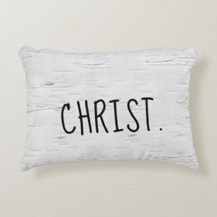 CHRIST Text On Birch Tree Accent Pillow