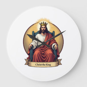 Christ the King Vintage Engraving Christian Shirt Large Clock