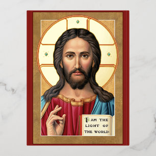 Christ the Light of the World Foil Holiday Postcard