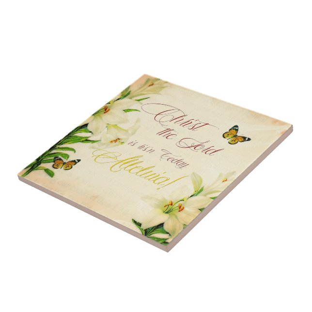 Christ the Lord is ris'n today Ceramic Tile (Side)