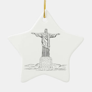 christ the redeemer ceramic ornament