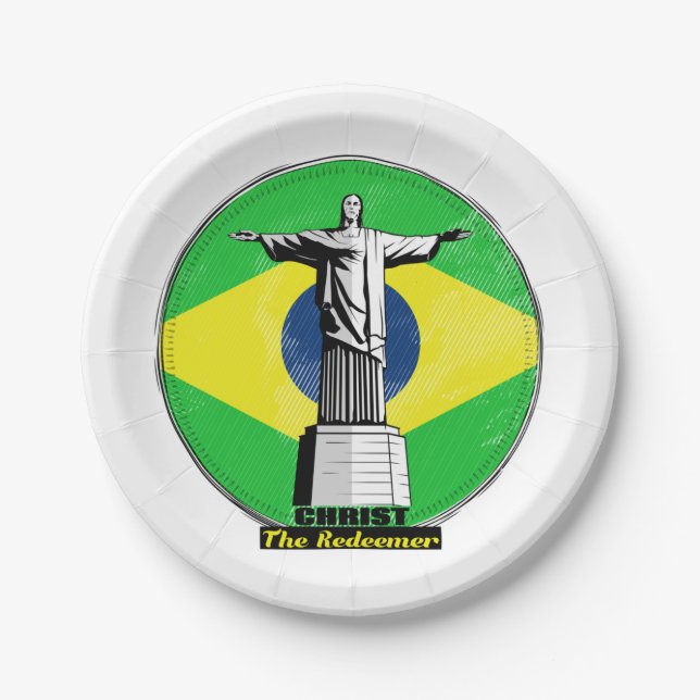 Christ The Redeemer Rio De Janero Paper Plate (Front)