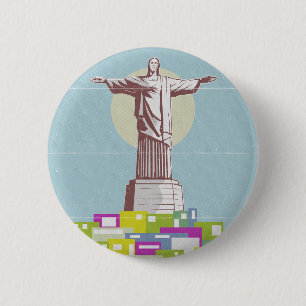 Christ the Redeemer Travel poster Favela  6 Cm Round Badge