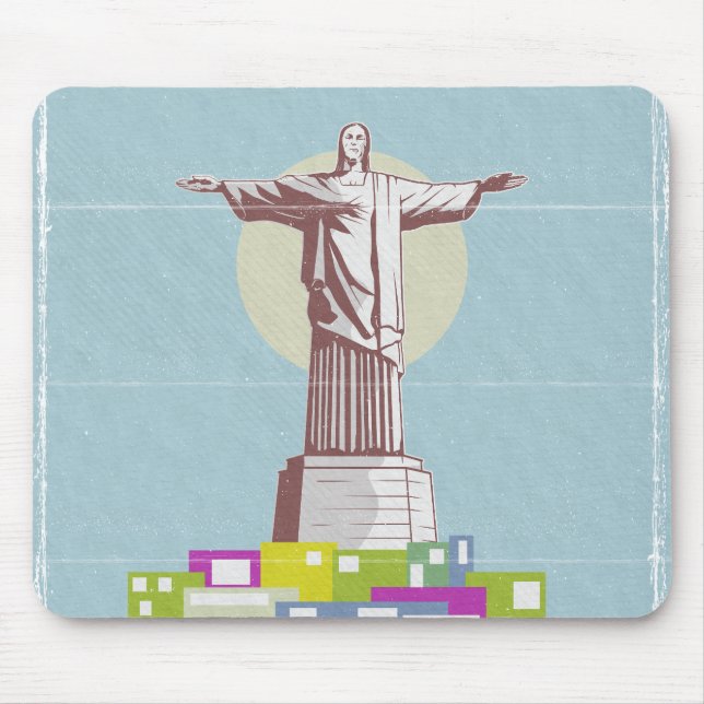 Christ the Redeemer Travel poster Favela  Mouse Pad (Front)