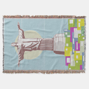 Christ the Redeemer Travel poster Favela  Throw Blanket