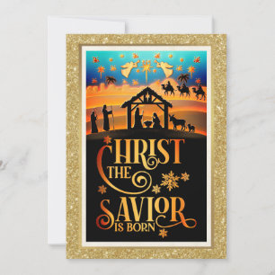 Christ The Savior Is Born" Nativity Christmas Holiday Card