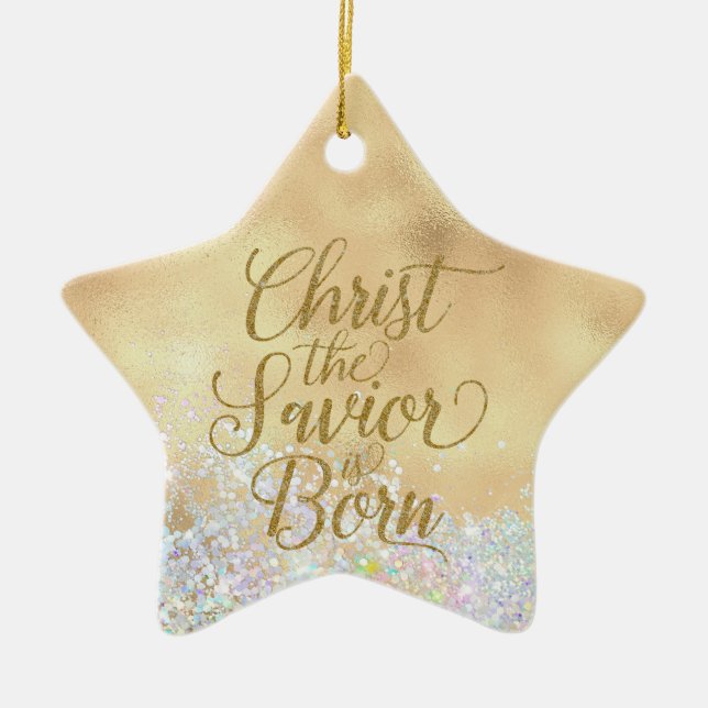 Christ the Saviour is Born Christmas Ceramic Ornament (Front)