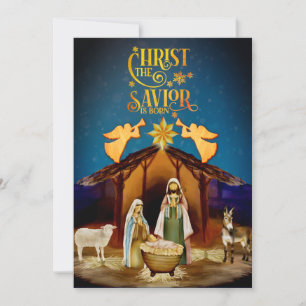 "Christ The Saviour Is Born" Nativity Christmas Holiday Card