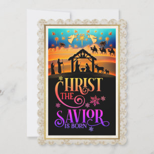 "Christ The Saviour Is Born" Nativity Christmas Holiday Card