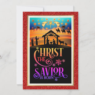 "Christ The Saviour Is Born" Nativity Christmas Holiday Card