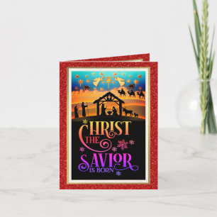 "Christ The Saviour Is Born" Nativity Christmas Holiday Card