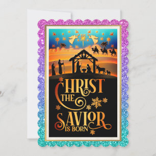 "Christ The Saviour Is Born" Nativity Christmas Holiday Card