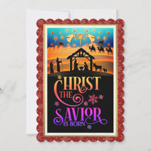 "Christ The Saviour Is Born" Nativity Christmas Holiday Card