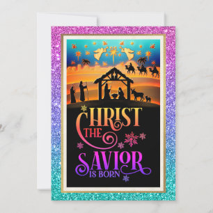 "Christ The Saviour Is Born" Nativity Christmas Holiday Card