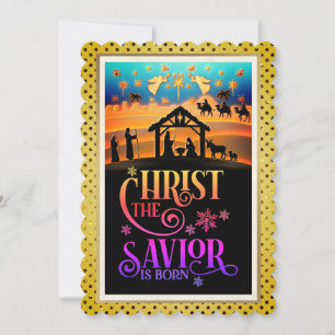 "Christ The Saviour Is Born" Nativity Christmas Holiday Card