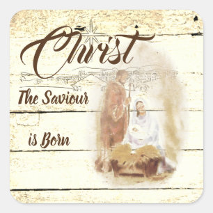 Christ the Saviour is born Square Sticker