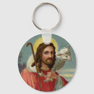 Christ the Shepherd with Lamb Vintage Easter Key Ring