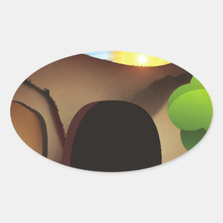 christ tomb oval sticker
