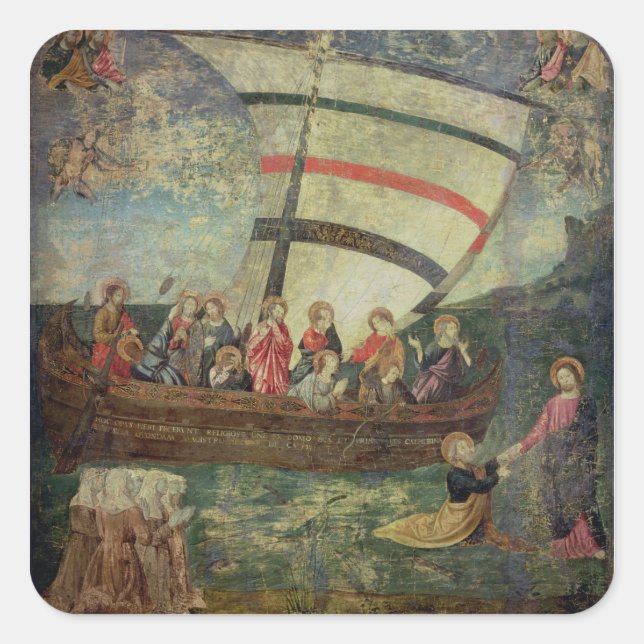 Christ walking on the water, after the 'Navicella' Square Sticker (Front)