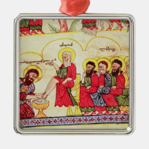 Christ washing the disciples feet metal tree decoration