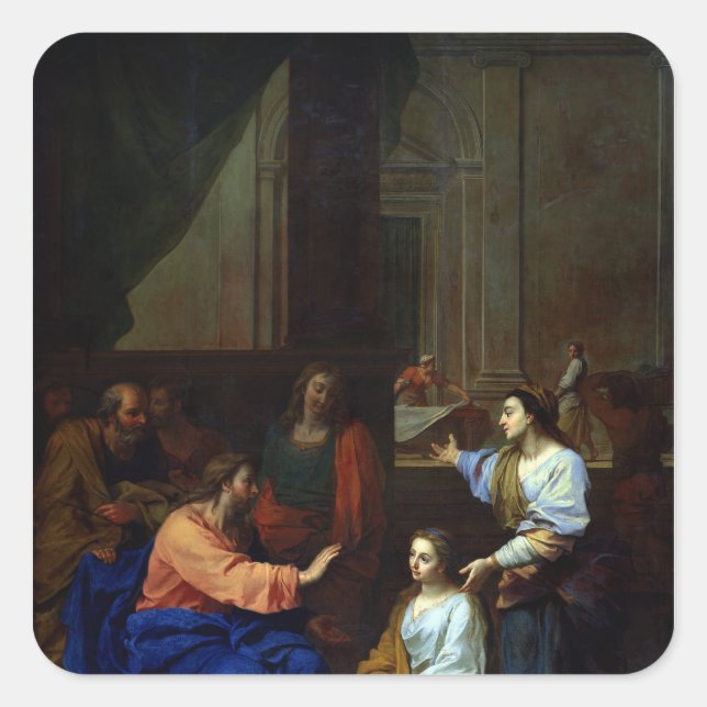 Christ with Martha and Mary Square Sticker (Front)