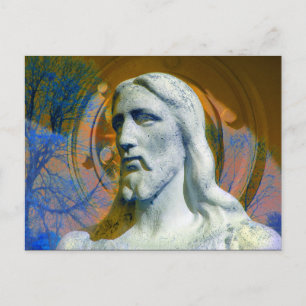 Christ with tractor part Halo Postcard