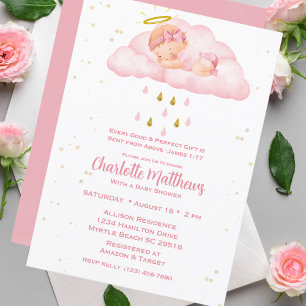 Christain Religious Heavent Sent Girls Baby Shower Invitation