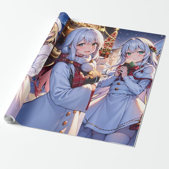 Christams Anime Gift  Wrapping Paper (Unrolled)