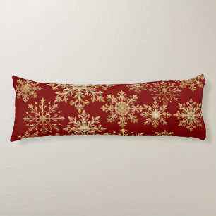 Christams Gold and Red Snowflake Body Cushion