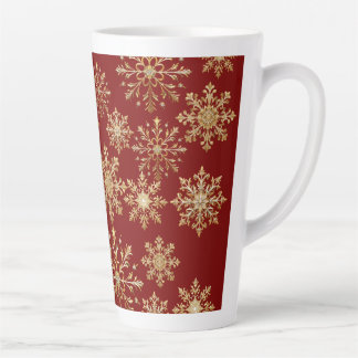 Christams Gold and Red Snowflake Latte Mug