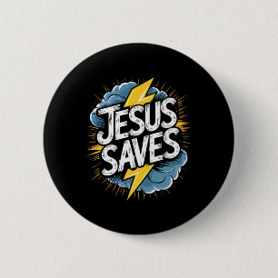 Christan Jesus Saves Premium  6 Cm Round Badge