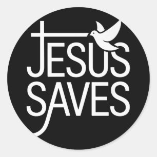 Christan Jesus Saves Premium  Classic Round Sticker