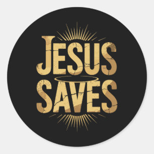 Christan Jesus Saves Premium  Classic Round Sticker