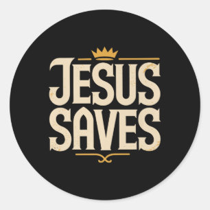 Christan Jesus Saves Premium  Classic Round Sticker