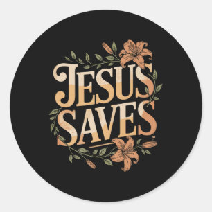 Christan Jesus Saves Premium Classic Round Sticker