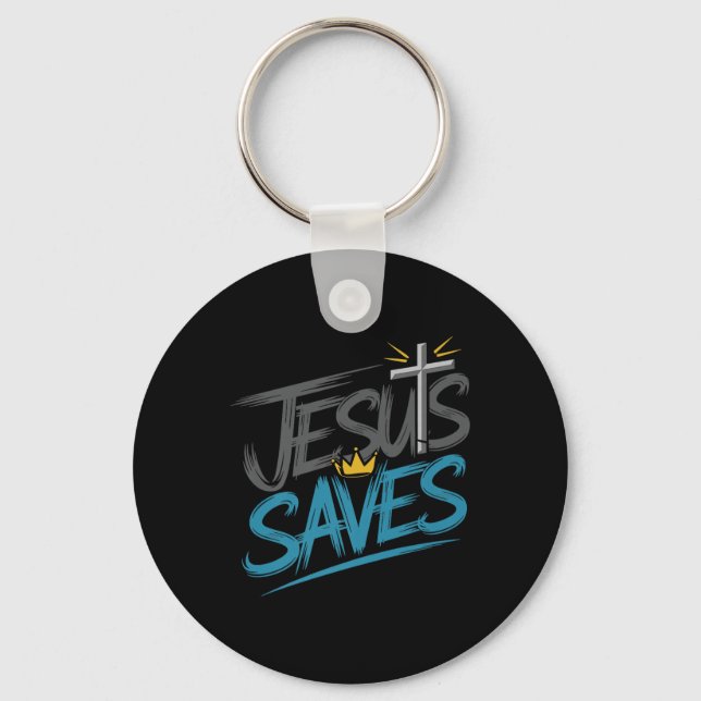 Christan Jesus Saves Premium  Key Ring (Front)