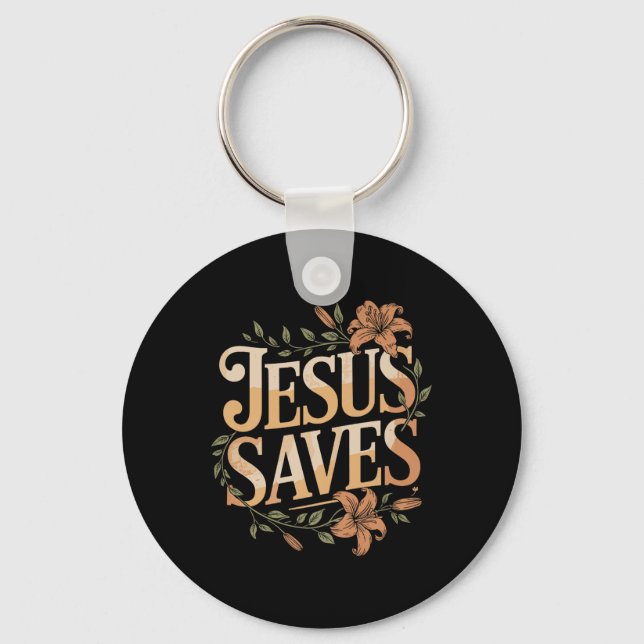 Christan Jesus Saves Premium  Key Ring (Front)
