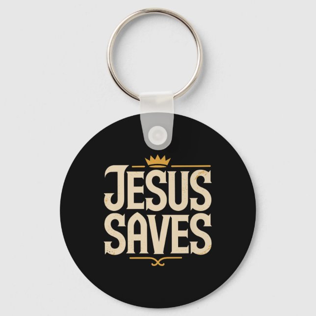Christan Jesus Saves Premium  Key Ring (Front)