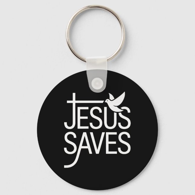 Christan Jesus Saves Premium  Key Ring (Front)