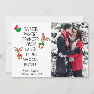 Christas Vaccine Photo Reindeer Face Mask Holiday Card