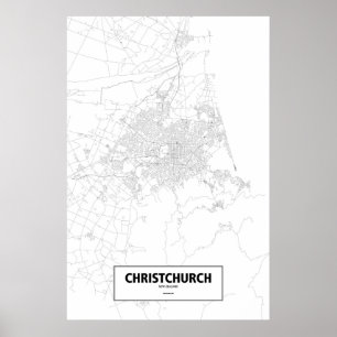 Christchurch, New Zealand (black on white) Poster