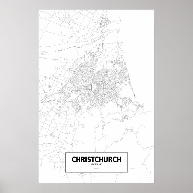Christchurch, New Zealand (black on white) Poster (Front)