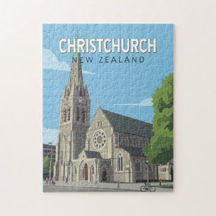 Christchurch New Zealand Illustration Travel Art Jigsaw Puzzle