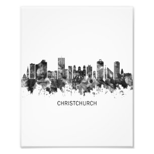 Christchurch New Zealand Skyline BW Photo Print